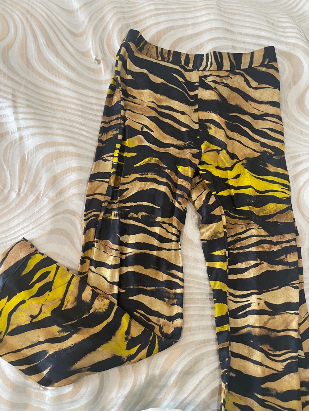 Natori Metallic Tiger-Print Pajama Pants in Gold, Black and Yellow